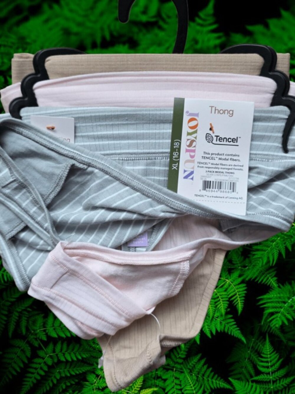 Joyspun Women's Ribbed Modal Thong Panties, 3-Pack Size XL (16-18) - Picture 1 of 6